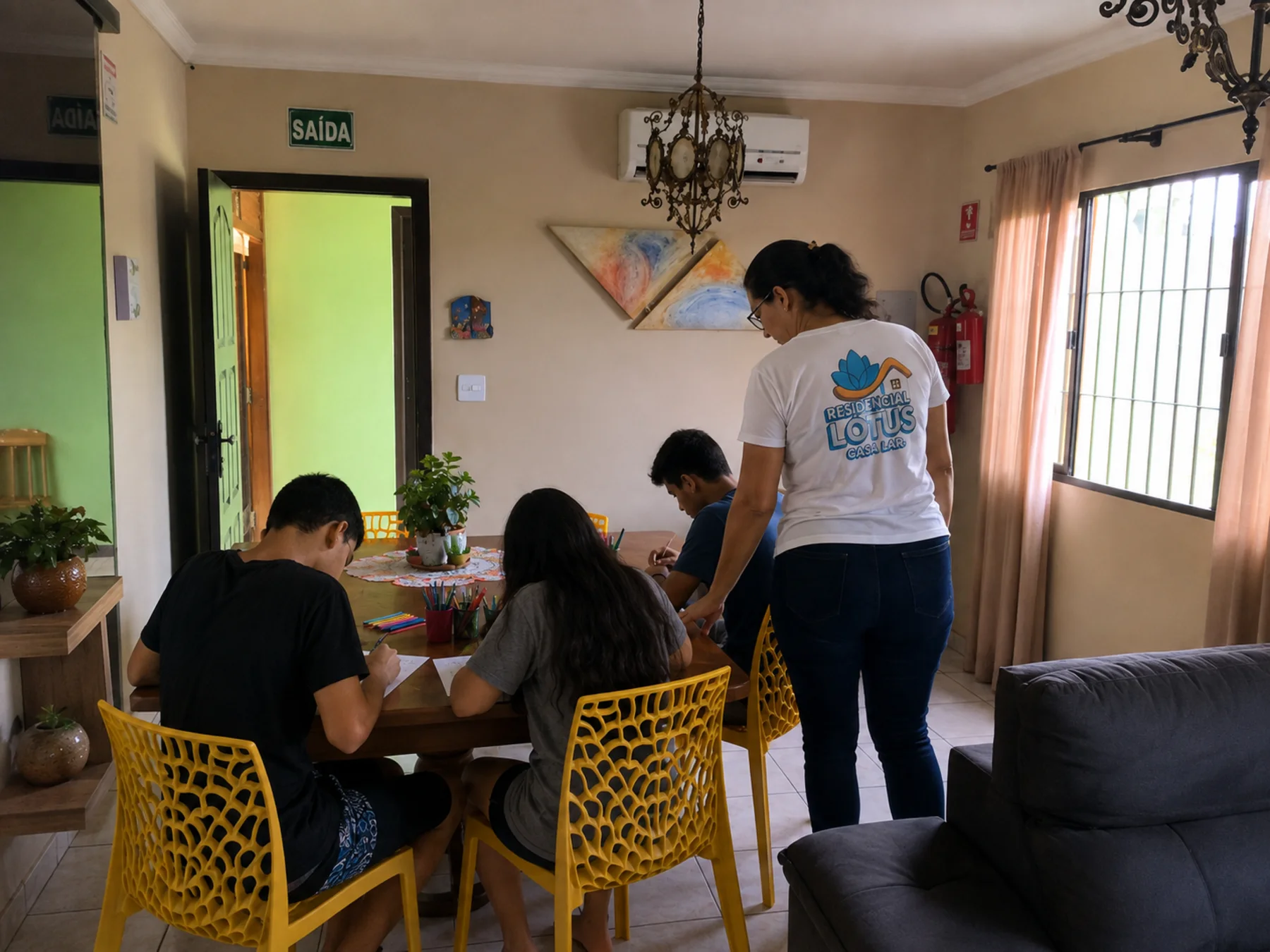 Atividade criativa acompanhada na Casa Lar, com identidades preservadas