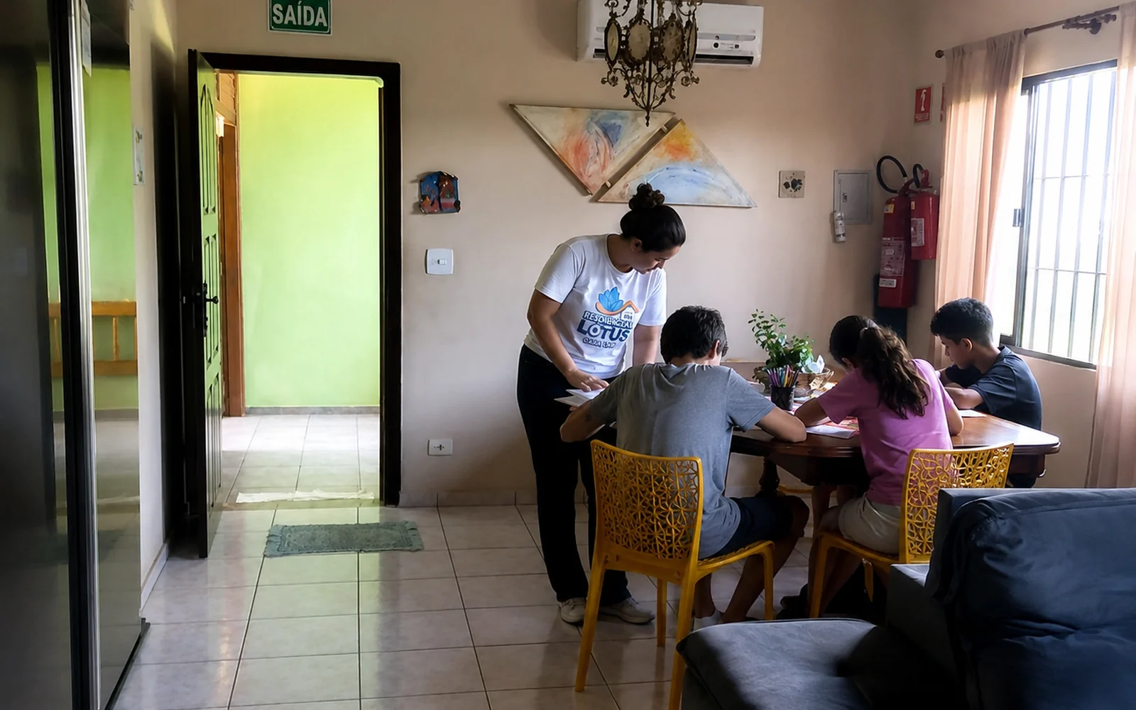 Sessão de estudos acompanhada na Casa Lar, com identidades preservadas